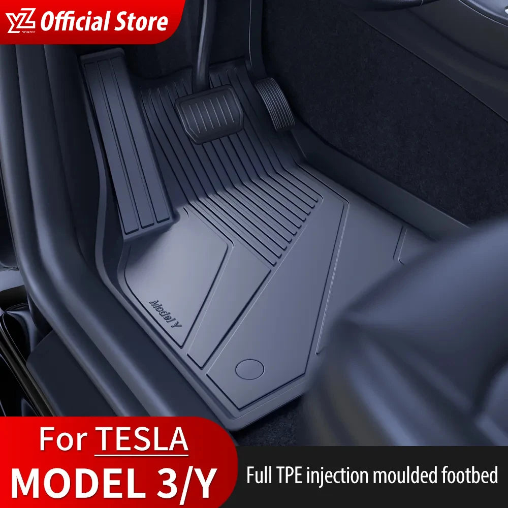 YZ For Tesla Floor Mats Model 3 Y 2021-2024 Car Four Seasons Waterproof Non-slip Floor Mat NEW TPE Special Car Accessories