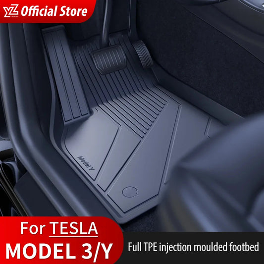 YZ For Tesla Floor Mats Model 3 Y 2021-2024 Car Four Seasons Waterproof Non-slip Floor Mat NEW  TPE Special Car Accessories