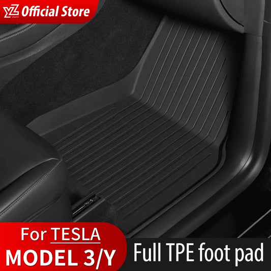 Teslak For Tesla Trunk Mat Model Y Model 3 Floor Mat 2021-2024 Luggage Mat   TPE waterproof Anti-Slip Set Floor Liner Mat